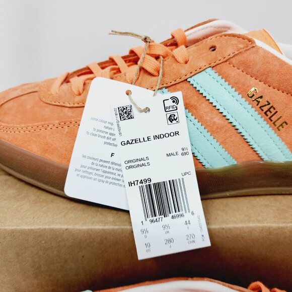 Adidas Gazelle Indoor Casual Low-top Sneakers Orange Mint IH7499 Sz 10 NWOB - Picture 7 of 9